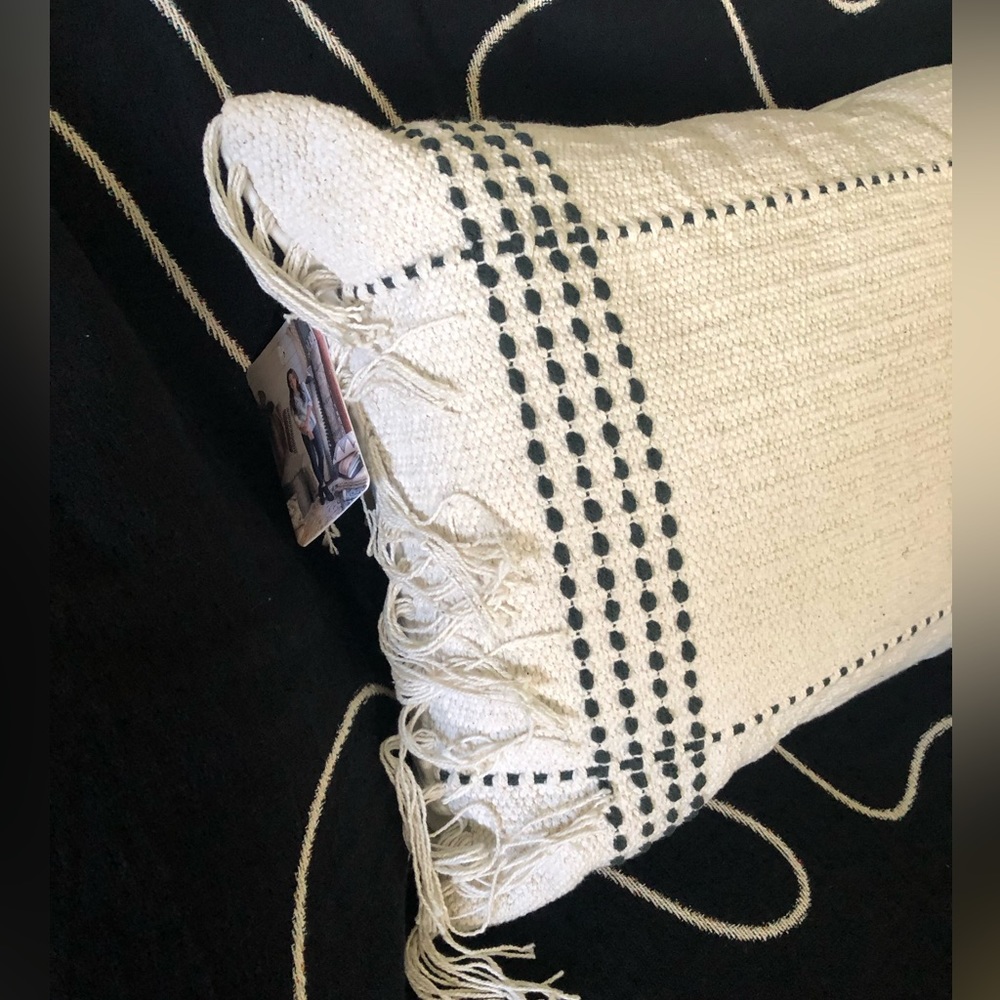 Magnolia Black Clarke Fringe Pillow - Picture 4 of 8